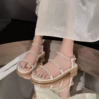 BCEBYL/Новые модные сандалии с открытым носком из ПВХ с прозрачным жемчугом, повседневная легкая дышащая износостойкая женская обувь на мягкой подошве 35