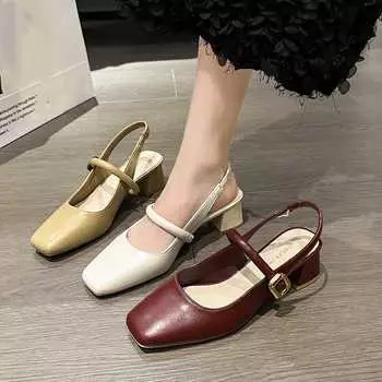 BCEBYL новые женские босоножки на низком каблуке, туфли-лодочки Мэри Джейн в стиле ретро, повседневная летняя женская пикантная женская обувь на высоком каблуке, женская обувь 34