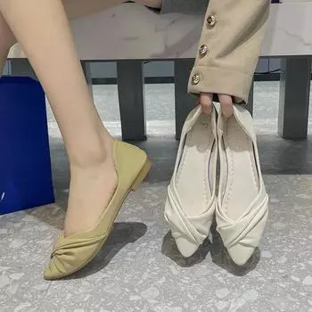 BCEBYL Весенне-осенняя новая модная и удобная однотонная женская обувь с острым носком на плоской подошве, повседневная обувь на плоской подошве 35