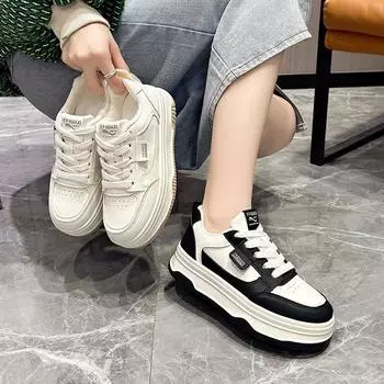 BCEBYL Весна и Осень Повседневная Мода Круглый Носок Шнуровка Сочетание Цветов Плоская Подошва Повышенный Комфорт Нескользящая Женская Обувь 35