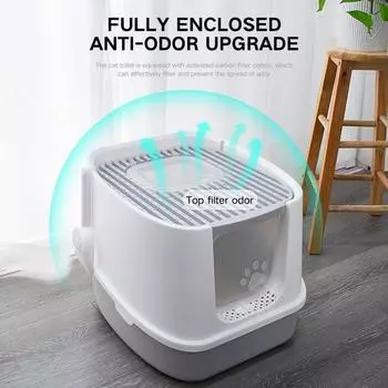 BCLL Ящик для кошачьего туалета с песочницей, полностью закрытый туалетный ящик для кошачьего туалета с защитой от брызг белый