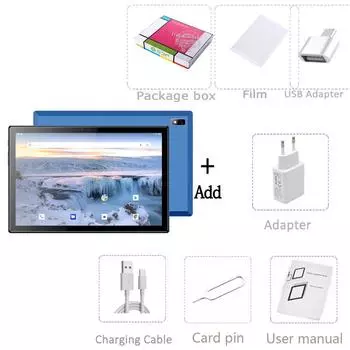 BDF P30 10,1-дюймовый 8 ГБ ОЗУ + 128 ГБ ПЗУ Android 12 Pad 4G Сетевой планшетный ПК Вызов Android-планшетов EU Plug синий