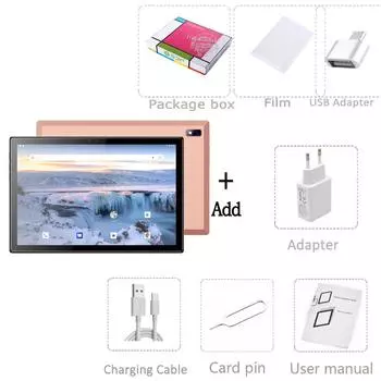 BDF P30 10,1-дюймовый 8 ГБ ОЗУ + 128 ГБ ПЗУ Android 12 Pad 4G Сетевой планшетный ПК Вызов Android-планшетов EU Plug золотой