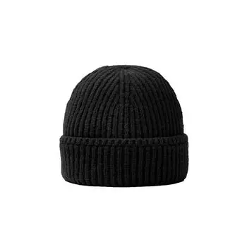 Bdpowerup New Arrival Hip Hop Landlord Hat Minimalist Solid Color Knitted Hat Male Winter All-Matching Warm Wool Hat Black One size