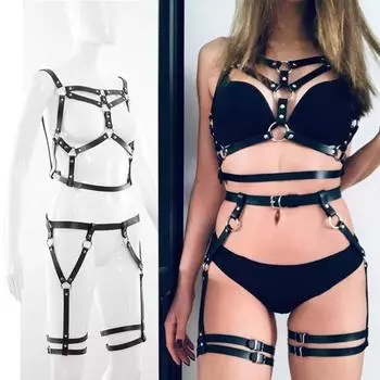БДСМ бондаж веревка жгут игрушки женский бюстгальтер подтяжки для ног пояс аксессуары комплект 3