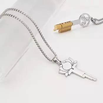 БДСМ цветок ключ целомудрия ожерелье аксессуар подходит для всех клеток в нашем магазине встроенные замки ключница секс-игрушки игры для взрослых подарки Sliver-BDSM