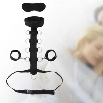 БДСМ набор для связывания шеи и запястья, набор для секса, набор для связывания, регулируемые наручники сзади, ошейник, аксессуар для связывания