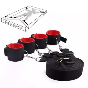 БДСМ связывание ограничения секс наручники кровать ограничение для пар секс игрушки набор с регулируемыми запястьями лодыжки манжеты