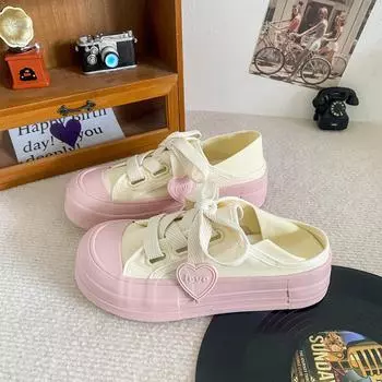 BE-6715 latex insole/love niche two wear canvas shoes women s summer thin lazy versatile half-drag board shoes 35 чёрный