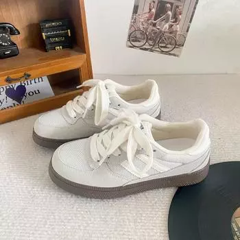 BE-6766 латексная стелька/дышащая обувь для доски, женские повседневные маленькие белые туфли, женская обувь 2024 года, новая нишевая обувь для моральных тренировок 35 жёлтый