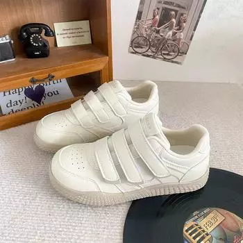 BE-6785 латексная стелька/белые туфли на липучке женские туфли с большой головкой для хлеба осень взрыв 2024 новые туфли для доски 35 розовый