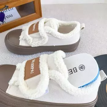 BE-6806 бархатные туфли на толстой подошве с липучкой, женские туфли, маленькие белые туфли, 2024, новые зимние универсальные туфли из взрывоопасного хлопка 35 зелёный