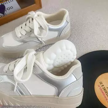 BE-6813 латексная стелька/толстая подошва туфли женские туфли осенние кожаные поверхности уродливые милые маленькие белые туфли хлебные туфли ins tide 35 бежевый