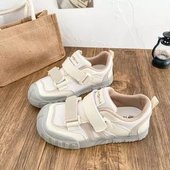 BE-6828 Latex Velcro thick baseplate shoes women s leisure 2025 spring new flat-bottomed versatile white shoes 35 розовый