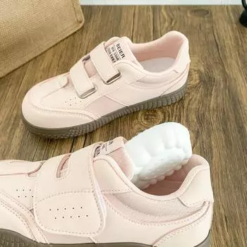 BE-6829 Latex insole/Velcro platform white shoes women s shoes 2025 spring new board shoes leather surface casual 35 синий