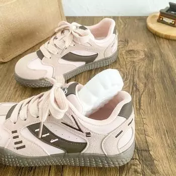 BE-6836 латексная стелька/уродливые милые маленькие белые туфли женская обувь весна 2025 новые кожаные туфли на плоской подошве для сноуборда немецкие тренировочные туфли 35 розовый