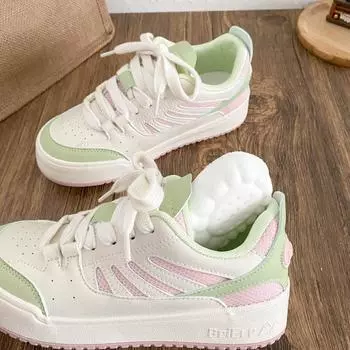 BE-6851 latex insole/ugly cute thick baseplate shoes women s shoes spring 2025 new breathable casual white shoes 35