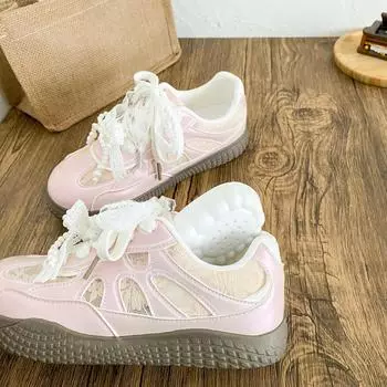 BE-6863 Латексная стелька/толстая подошва легкие немецкие кроссовки женские туфли дышащая сетка новые китайские кроссовки белые туфли 35 бежевый