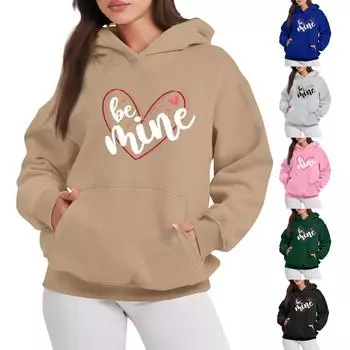 BE MIME Women s Fashion Casual Pullover Hoodie Valentine s Day Printed Long-sleeved Hoodie XL