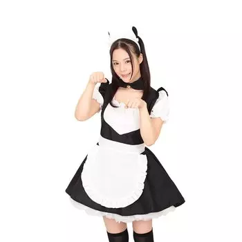 Be With Meow Maid White Black Cute M Size Cosplay Costume Halloween Maid Clothes Cat Ears Cat Lolita Waitress Women s