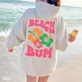 Beach Bum Amazon English Letters Plus Velvet Hooded Sweatshirt Hoodie Foreign Trade Couple Wear Sweatshirt S небесно-голубой