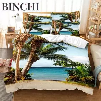 Пляжный кокос 3D дерево пододеяльник океан пляжные растения постельное белье комплект одеяла покрывало комплект для мальчиков и девочек декор спальни постельное белье комплекты 70x133cm 2pcs