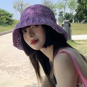 Beach Hats Adults Female Sunscreen Cap Simple Women Straw Hats Summer Sun Hats For Women Lady Folding Travel Caps Female M(56-58cm) хаки