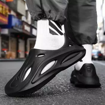 Beach hole shoes men lazy one pedal driving sandals outdoor wading coconut sandals large size sandals men 38-39