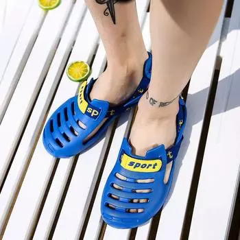 Beach hole wading shoes 2025 summer new men s shoes breathable personality students daily outdoor versatile cool slippers 39 чёрный