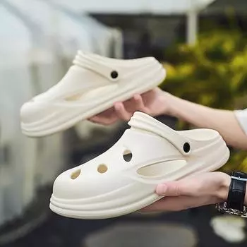 Beach Sandals for Men 2024 Hiking Sandals Men Summer Light Garden Sports Slippers Men s Lazy Home Fashion Walking Slippers 40-41 чёрный