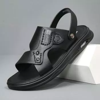 Beach Sandals Men s Super Fiber Shoes Men s Trend Summer New Style Sandals and Slippers Dual Purpose Sandals Comfortable Casual 38 чёрный