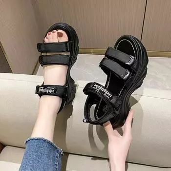 Beach sandals women s summer new trendy student muffin platform women s shoes dad sports sandals women 35