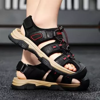 Beach shoes men s 2024 new summer breathable leather sandals men s outer bag head outdoor casual wading shoes 38