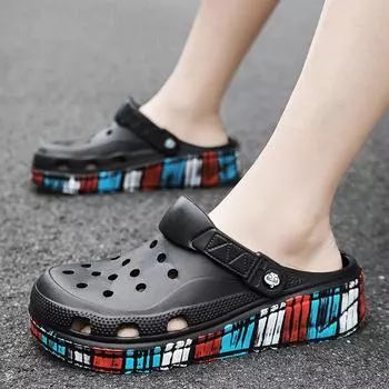 Beach shoes men s 2025 summer new odor-free breathable hole shoes one foot lazy slippers 40 хаки