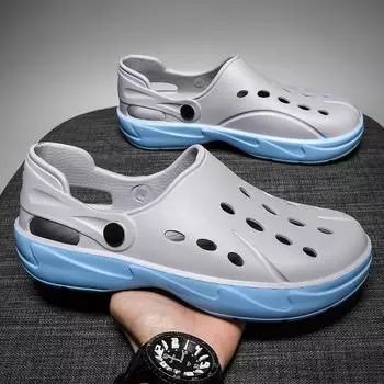 Beach shoes men s summer outer wear hole shoes fashionable new slippers non-slip soft bottom stepping on shit feeling driving bag head drag 39