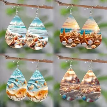 Пляжный стиль Камуфляжные серьги-слезинки Милые подвески для девочек Ювелирные изделия для женщин зелёный