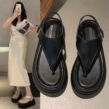 Сандалии на платформе в пляжном стиле 35 серебряный