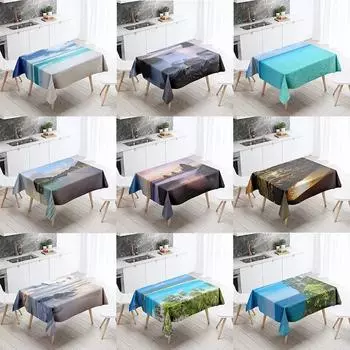 Пляжная скатерть с морским пейзажем, противообрастающая водонепроницаемая прямоугольная кухонная обеденная скатерть, украшение для дома 40x70cm