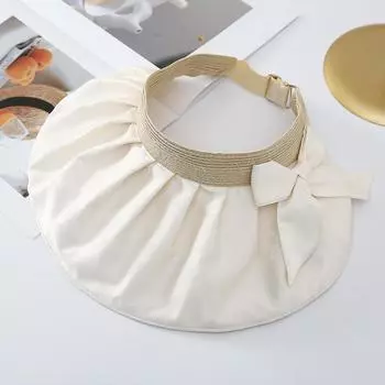 Beach UV protection sun hat tide sun hat women s summer versatile bow empty top hat sun protection M56-58cm бежевый