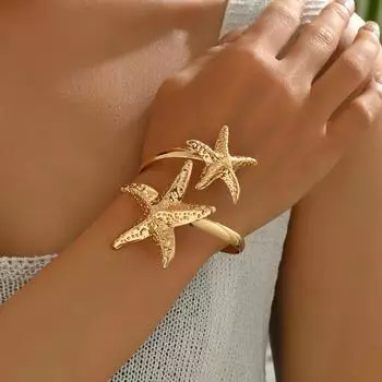Beach Wind Ladies Bracelet Geometric Starfish Niche Design Open Bracelet Versatile Premium Jewelry