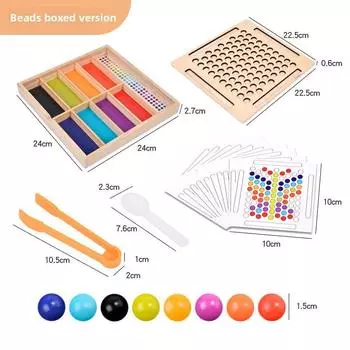 Bead Cylinder Wooden Classification Toy Kid Educational Hand Eye Coordination Pearl Bead Box