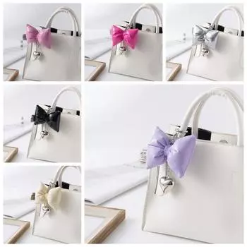 Bead Leather Pearl Bow Keyring Glossy Mobile Phone Lanyard Versatile 3D Bowknot Keychain Work розы красного