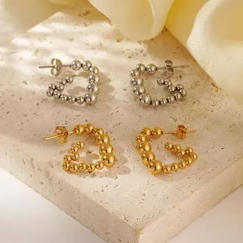 Bead Triangle Exquisite Personalized Earrings 18K Gold Cold Wind Popular High-end Earrings