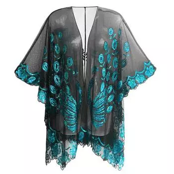 Beaded Evening Dress European and American Style with Sequin Black Lake Blue (beads) All yards