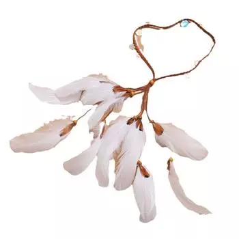 Beaded Feather Headband Adjustable Indian Headband Retro Ethnic Style Headdress Festive синий/коричневый