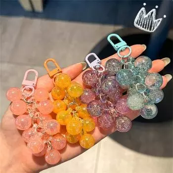 Beaded Grape Pendant Keychain Cute Acrylic Car Key Chain Bag Pendant синий