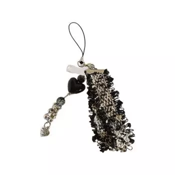 Beaded Phone Lanyard Wrist Straps Butterfly Phone Chain DIY Handmade Bowknot Keychain Backpack Phone Camera Accessory чёрный