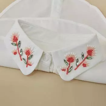 Бисероплетение Ложный воротник рубашки шифоновый Ложный воротник женский винтажный съемный белый воротник для свитера блузка полурубашка аксессуары