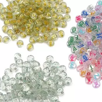 Beads Alphabet Beads Spacer Beads Acrylic Beads Accessories Handmade Accessories Crafts DIY Alphabet Pattern Jewelry Name Bracelet Making Colorful
