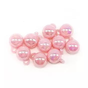 Beads Fashion Magic Color Material Hanging Hole Accessories Ornament Handmade Earrings Making Acrylic 10pcs Bracelet Necklace DIY 14mm розовый